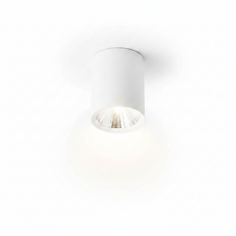LUM. DE TECHO DE 10CM LED BLANCO CALIDO 7W OPTICA 38 CILINDRICO DE SOBREPONER EN TECHO ALUM. ACABADO BLANCO 100-277V CA IP20