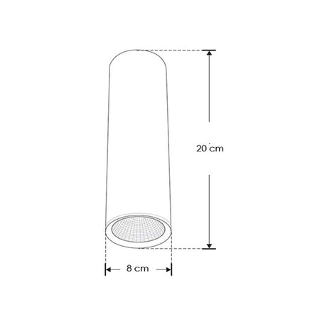 LUM. DE TECHO DE 20CM DE LED BLANCO CALIDO 10W OPTICA 38 CILINDRICO DE SOBREPONER EN TECHO ALUM. ACABADO BLANCO 100-277V CA IP20