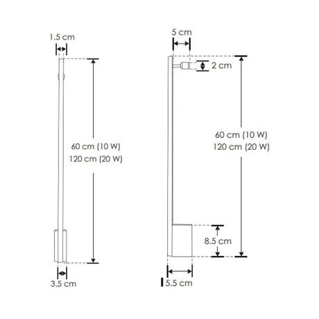 LUMINARIO DE PARED SOBREPONER CILINDRICO LED NEGRO BASE BAJA 60CM 10W BLANCO CALIDO 120 100-240V IP20 ILUMILEDS