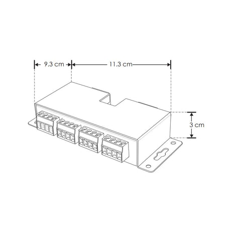 AMPLIFICADOR DE SEÑAL PARA TIRA EXTRAPLANA DE LED TIPO PIXEL RGB CON CUATRO SALIDAS DE 70W MAX C/U 5-24V CC IP20