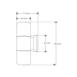 LUMINARIO CILINDRICO P/2 LAMP GU10 70W CRISTAL TEMPLADO NEGRO SALIDA SUPERIOR E INFERIOR S/LAMP 100-240V IP54 ILUMILEDS