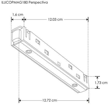 CONECTOR ELECTRIFICADO LINEAL NEGRO P/RIEL MAGNETICO 48V 200W MAX ILUMILEDS
