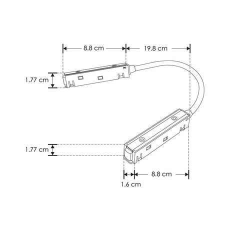 CONECTOR ELECTRIFICADO MACHO-MACHO CON CABLE 20 CM P/RIEL MAGNETICO 48V 200W MAX ILUMILEDS