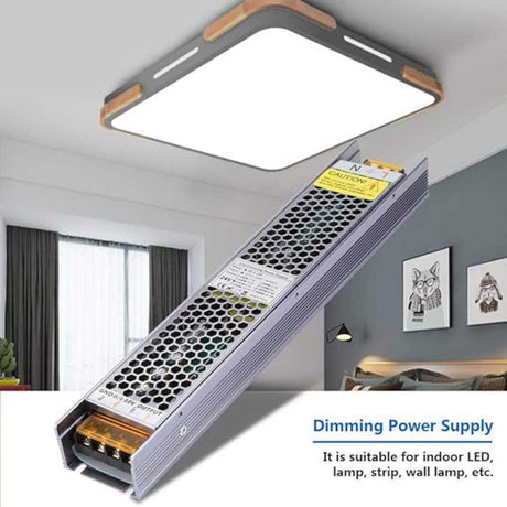 FUENTE DE ALIMENTACION PARA TIRA EXTRAPLANA DE LED MONOCROMATICA ATENUABLE C/5 FORMAS 160W ENTRADA 110-130V CA SALIDA  12V CC PROTECCION IP20 ILUMILEDS