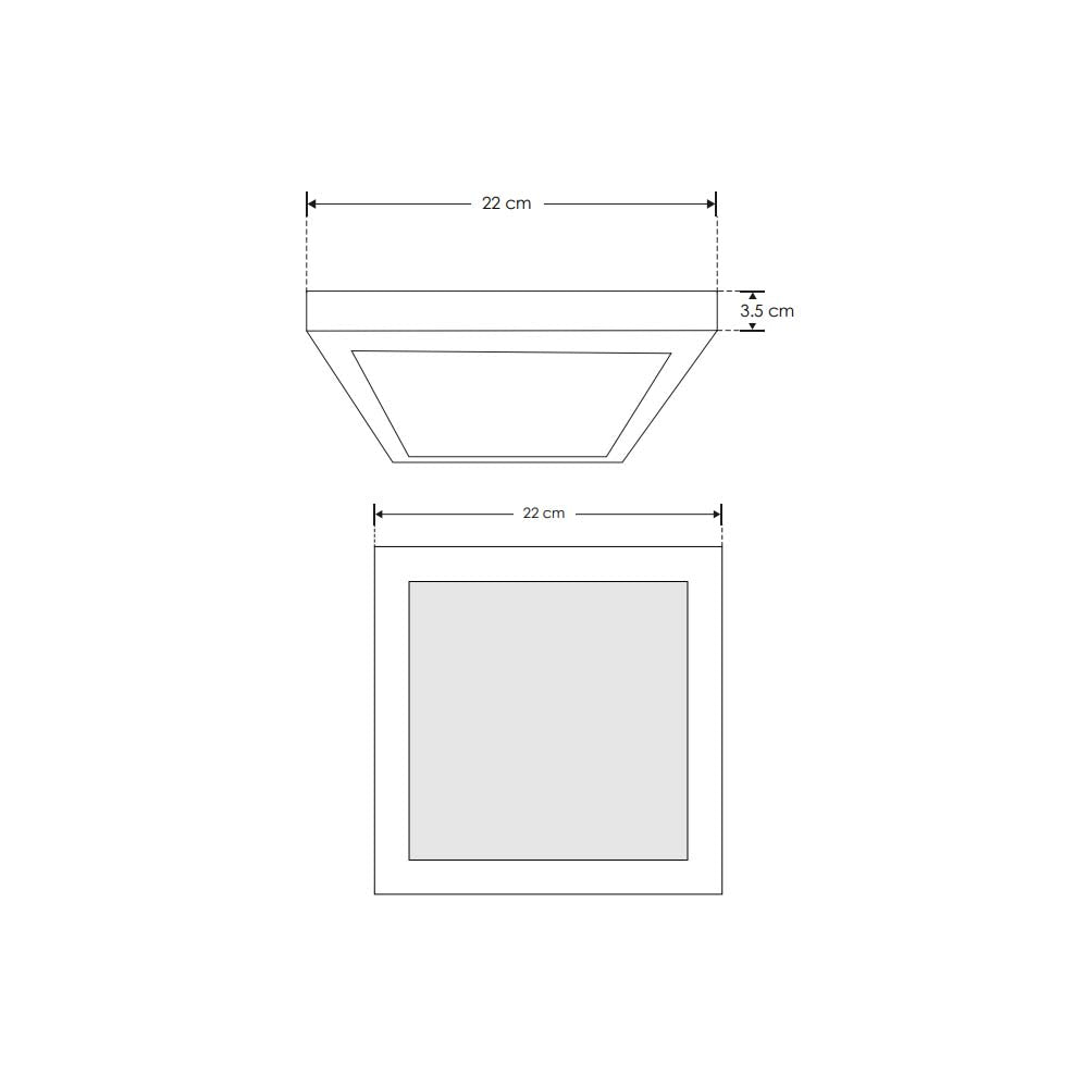 LUM. DE TECHO DE LED BLANCO CALIDO 24W OPTICA 120 CUADRADO DE SOBREPONER CUERPO Y DIFUSOR LECHOSO DE PVC 85-265V CA IP20***HAE2025***
