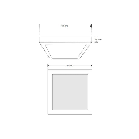 LUM. DE TECHO DE LED BLANCO CALIDO 24W OPTICA 120 CUADRADO DE SOBREPONER CUERPO Y DIFUSOR LECHOSO DE PVC 85-265V CA IP20***HAE2025***