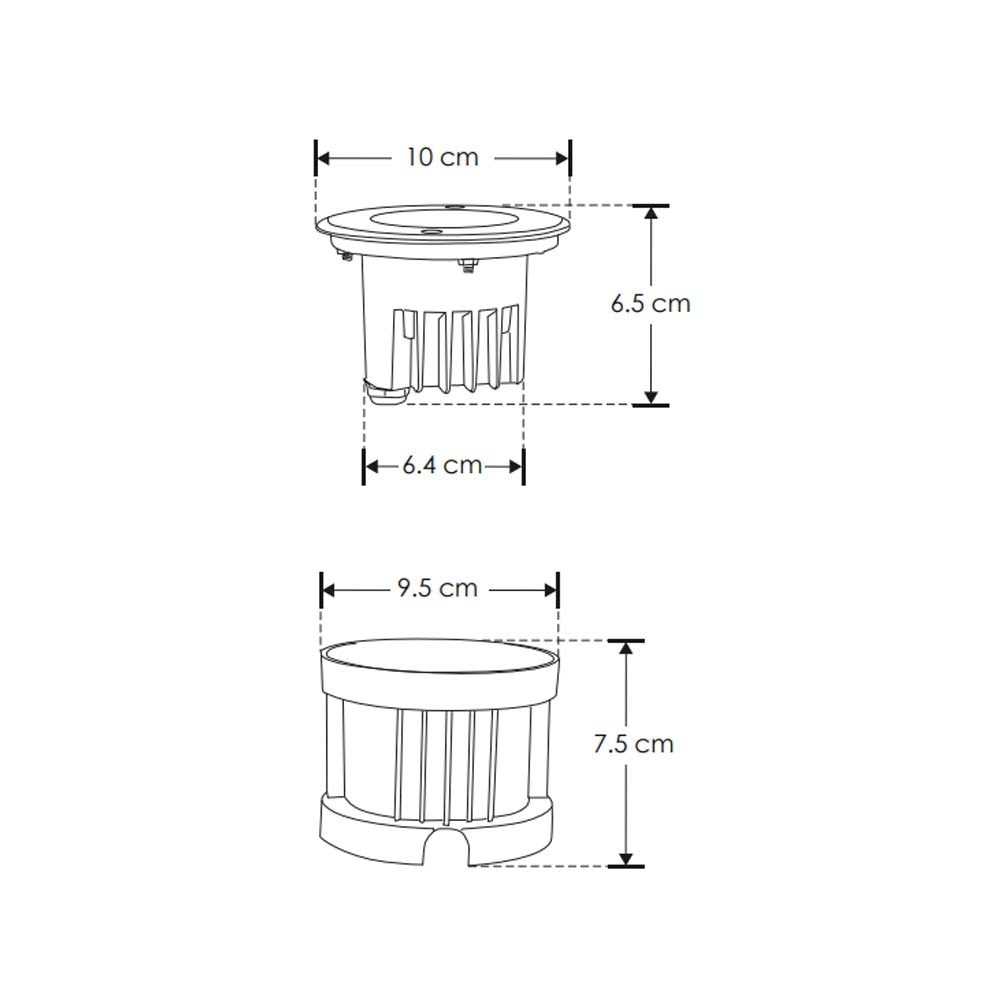 LUMINARIO DE PISO EMPOTRAR REDONDO LED 5W BLANCO CALIDO OPTICA ASIMETRICA 10 X 45 TAPA DE ACERO INOX INCLUYE HOUSING 85-265V IP65 ILUMILEDS