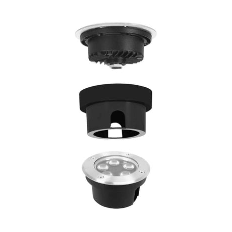 LUMINARIO DE PISO EMPOTRAR REDONDO LED 3W BLANCO CALIDO 45 TAPA DE ACERO INOX INCLUYE HOUSING 85-265V IP65 ILUMILEDS