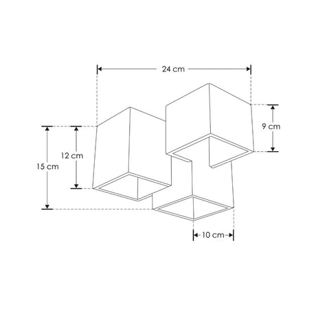 LUM. TECHO CON 3 BASES  GU10 (SIN LAMPARA) DE 25W MAXIMO C/U OPTICA DE 120 DE SOBREPONER YESO ACABADO BLANCO IP20