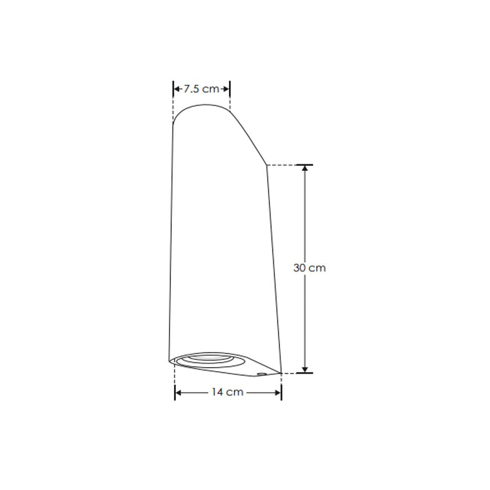 LUMINARIO DE PARED CON 2 BASES GU10 (SIN LAMPARA) 25W MAX C/U OPTICA 120 SOBREPONER CONCRETO ACABADO GRIS IP20