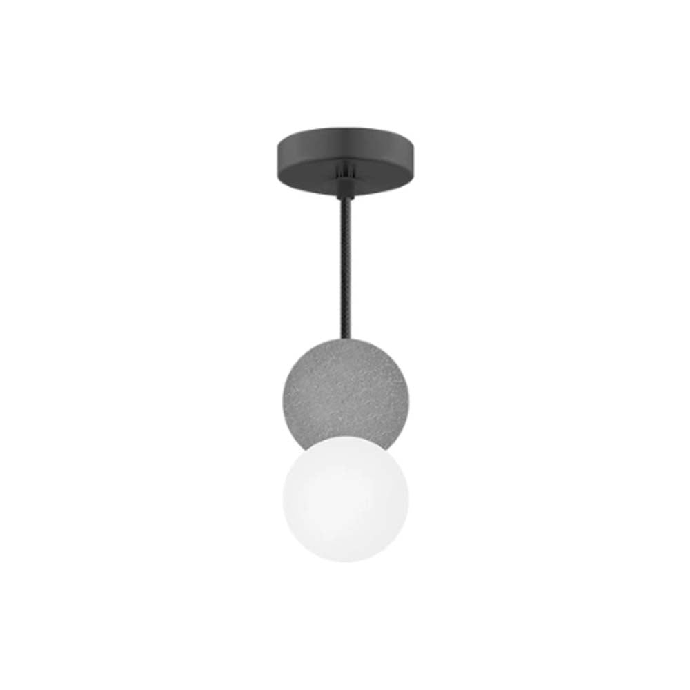 LUMINARIO DE SUSPENDER CON BASE G9 (SIN LAMPARA) 15 WATTS MAXIMO OPTICA 120G DE SOBREPONER CONCRETO ACABADO GRIS ESFERA DE CRISTAL DE 8CM IP20