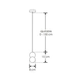LUMINARIO DE SUSPENDER CON BASE G9 (SIN LAMPARA) 15 WATTS MAXIMO OPTICA 120G DE SOBREPONER CONCRETO ACABADO GRIS ESFERA DE CRISTAL DE 8CM IP20