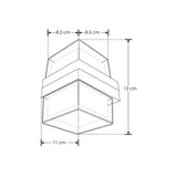 LUMINARIO PARED LED BLANCO CALIDO 10W CUBO SALIDA LUZ INDIRECTA SUPERIOR E INFERIOR NEGRO 100-240VCA IP54SIN