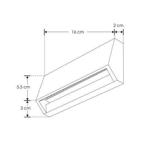 LUMINARIO DE PARED DE LED BLANCO CALIDO 3W OPTICA 120G RECTANGULAR DE SOBREPONER POLICARBONATO ACABADO NEGRO 100-240 V CA IP65