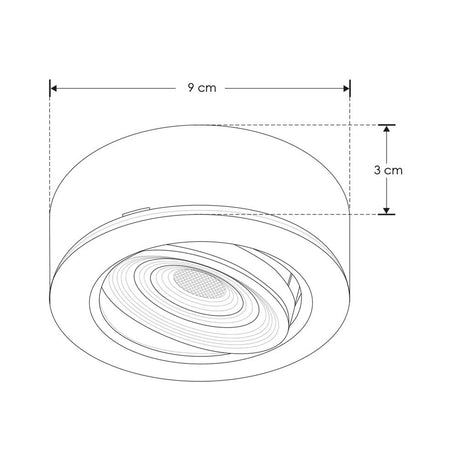 LUMINARIO DE TECHO DE LED BLANCO 6500K 7W OPTICA 38G REDONDO DE SOBREPONER CARCASA DE POLICARBONATO ACABADO NEGRO E INTERIOR ALUMINIO 85 - 265 VCA IP42