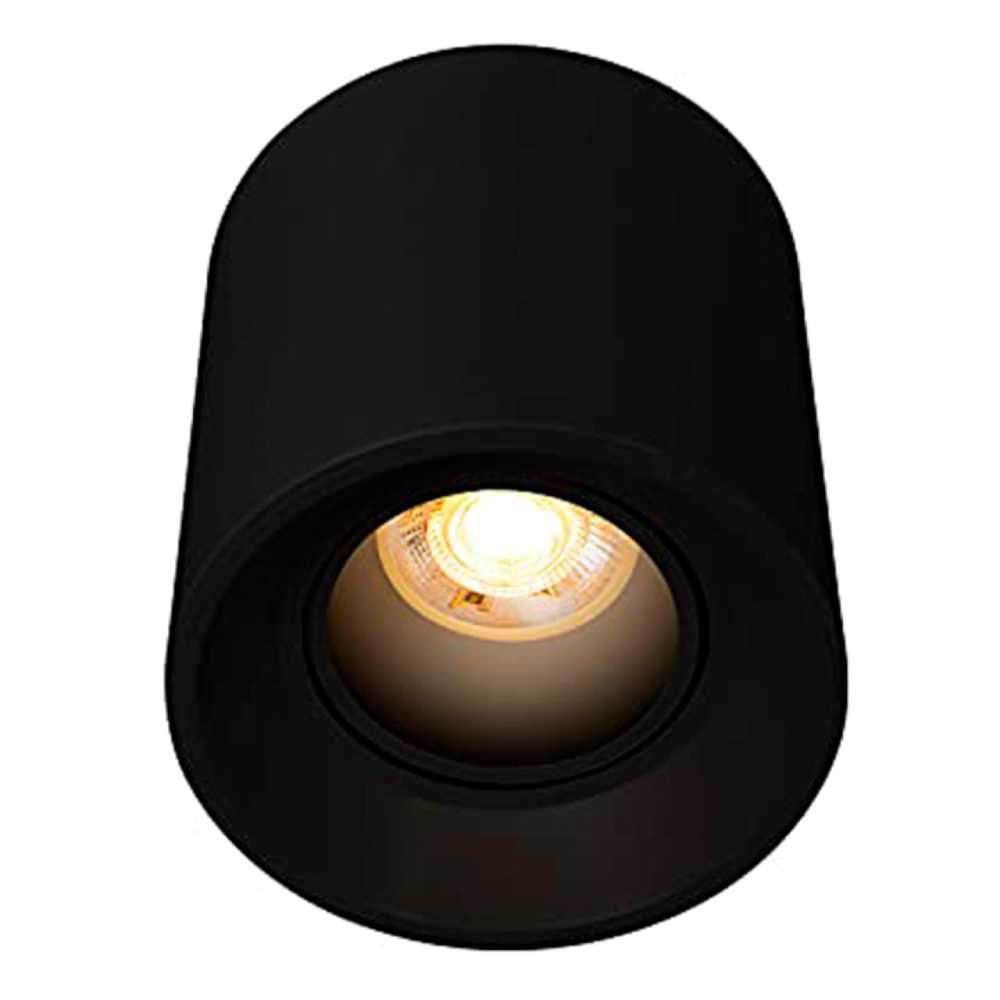 DIFUSOR PARA LAMPARA TIPO DICROICA MR16 GU10 O MODULO DE LED REDONDO SOBREPONER DIRIGIBLE POLICARBONATO NEGRO INCLUYE CONECTOR MR16