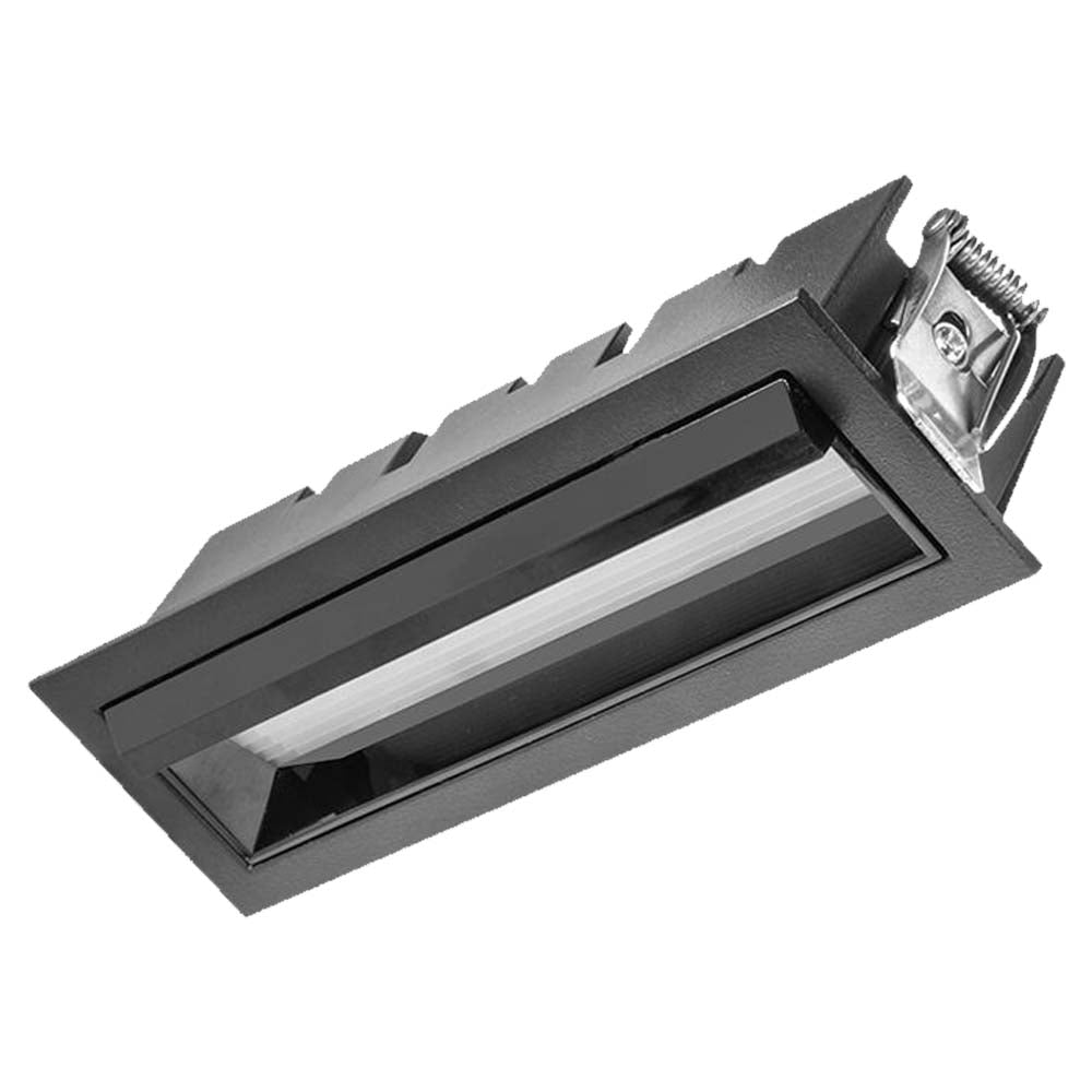 LUMINARIO DE TECHO CON MICA DIFUSA PUNTUAL RECTANGULA DE LED BLANCO NEUTRO 10W OPTICA ASIMETRICA DE EMPOTRAR ALUMINIO ACABADO NEGRO 85-277V CA IP20
