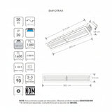 LUMINARIO DE TECHO CON MICA DIFUSA PUNTUAL RECTANGULAR DE LED BLANCO NEUTRO 20W OPTICA ASIMETRICA DE EMPOTRAR ALUMINIO ACABADO NEGRO 85-277V CA IP20***HAE2025***