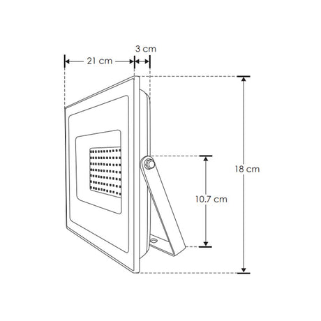 REFLECTOR LED RECTANGULAR PLANO SOBREPONER DIRIGIBLE  100W 3000K 120 BLANCO CRISTAL TEMPLADO B 100-240V IP65 ILUMILEDS