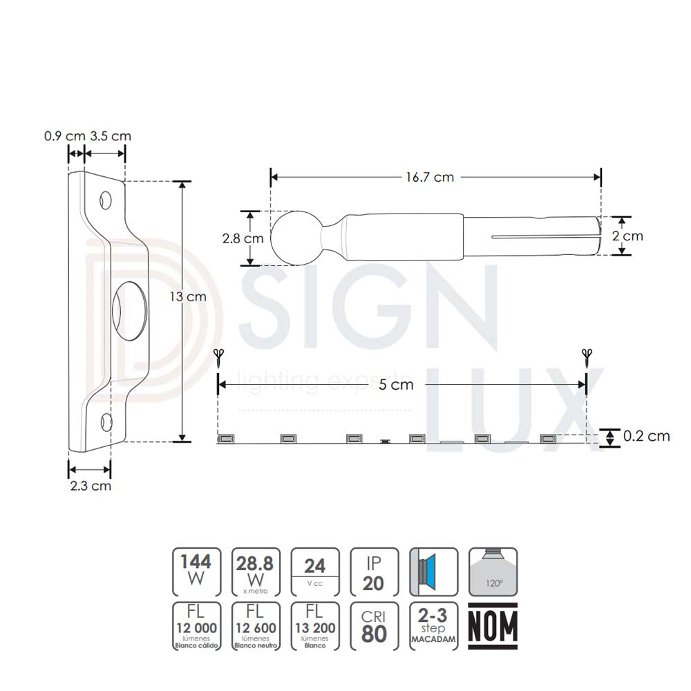 LUMINARIO DE LED 2835 2700K 5M 144W24V CONT***HAE2025***