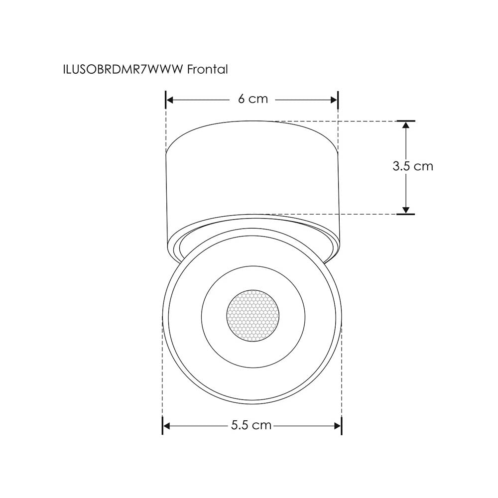 LUMINARIO PARA MINI RIEL MAGNETICO CILINDRICO SOBREPONER DIRIGIBLE DE LED B.C. 7 Watts OPTICA 24ALUMINIO ACABADO BLANCO 48V CC IP20