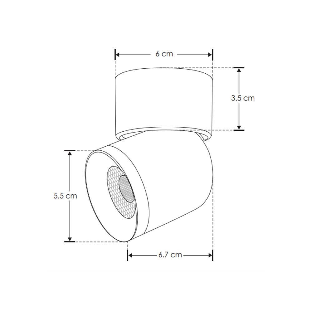 LUMINARIO PARA MINI RIEL MAGNETICO CILINDRICO SOBREPONER DIRIGIBLE DE LED B.C. 7 Watts OPTICA 24ALUMINIO ACABADO BLANCO 48V CC IP20