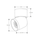 LUMINARIO PARA MINI RIEL MAGNETICO CILINDRICO SOBREPONER DIRIGIBLE DE LED B.C. 7 Watts OPTICA 24ALUMINIO ACABADO BLANCO 48V CC IP20