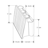LUMINARIO SOLAR LED BLANCO CALIDO CON 4 LENTES 2W SALIDA DE LUZ SUPERIOR E INFERIOR RECTANGULAR DE SOBREPONER EN PARED POLICARBONATO ACABADO NEGRO BATERIA DE LITIO DE 3.7V CC 1300 MAH REMPLAZABLE IP54