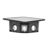 LUMINARIO SOLAR LED BLANCO CALIDO CON 6 LENTES 2W OPTICA 360GCUADRADO SOBREPONER POLICARBONATO ACABADO NEGRO 2 NIVELES DE BRILLO CON INTERRUPTOR BATERIA DE LITIO DE 3.2V CC 1300 MAH REMPLAZABLE IP54