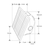 LUMINARIO SOLAR LED BLANCO CALIDO CON 6 LENTES 2W OPTICA 360GCUADRADO SOBREPONER POLICARBONATO ACABADO NEGRO 2 NIVELES DE BRILLO CON INTERRUPTOR BATERIA DE LITIO DE 3.2V CC 1300 MAH REMPLAZABLE IP54
