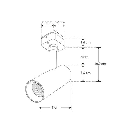 LUMINARIO PARA MINI RIEL MAGNETICO TIPO SPOT DIRIGIBLE DE LED B.C. 7 W OPTICA 24 ALUMINIO ACABADO NEGRO 48V CC IP20