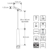 LUM P/RIEL MAGNETICO LED NEGRO SUSP 10W BC 20G 48V IP20 ILUMILEDS