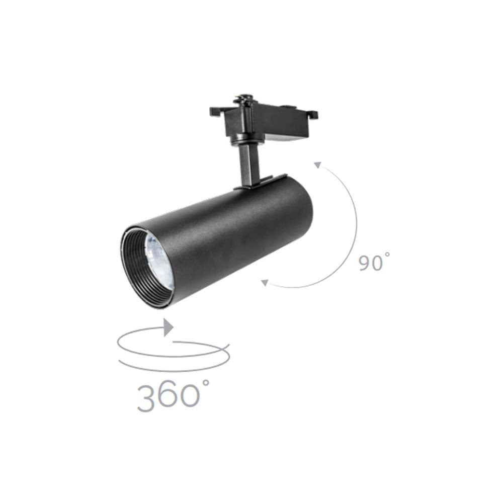 LUMINARIA PARA RIEL  LED 3500K 12W OPTICA 35 SOBREPONER  ALUMINIO ACABADO NEGRO  85-265V IP20 ILUMILEDS