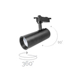 LUMINARIA PARA RIEL  LED 3500K 12W OPTICA 35 SOBREPONER  ALUMINIO ACABADO NEGRO  85-265V IP20 ILUMILEDS
