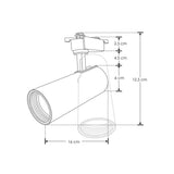 LUMINARIA PARA RIEL  LED 3500K 12W OPTICA 35 SOBREPONER  ALUMINIO ACABADO NEGRO  85-265V IP20 ILUMILEDS