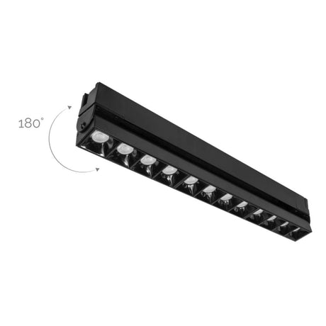 LUMINARIO P/RIEL ELECTRIFICADO LED BLANCO NEUTRO 20W PUNTUAL RECT. DIRIGIBLE OPT 36 SOB. ACAB NEGRO 110-240V IP20 ILUMILEDS