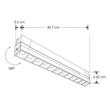LUMINARIO P/RIEL ELECTRIFICADO LED BLANCO NEUTRO 20W PUNTUAL RECT. DIRIGIBLE OPT 36 SOB. ACAB NEGRO 110-240V IP20 ILUMILEDS