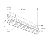 PROYECTOR LINEAL 20W 36  DIRIGIBLE C/ 8 CUERPOS OPTICOS NEUTRO CALIDO 110-240V MCA ILUMILEDS