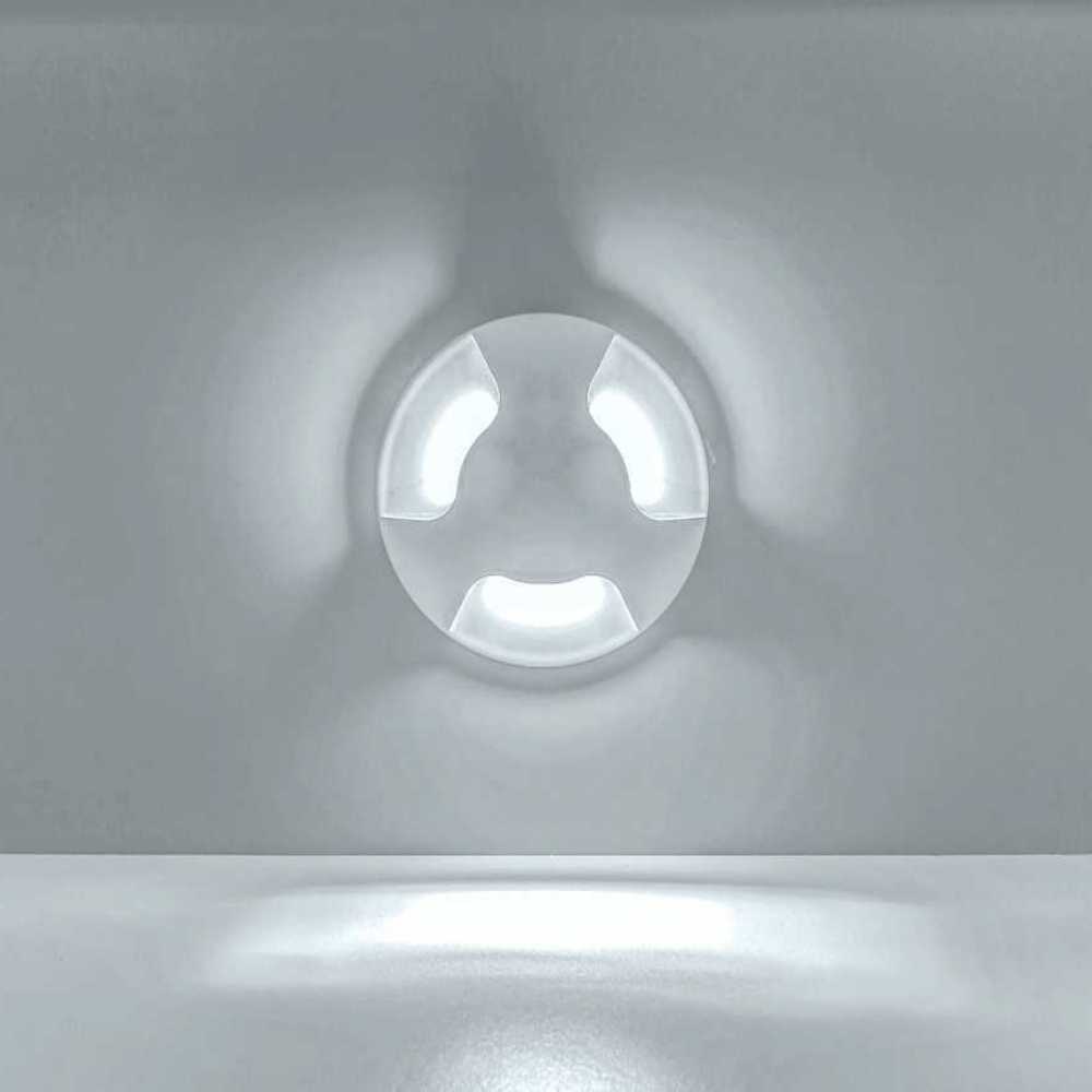 LUMINARIO DE PARED  EMPOTRAR REDONDO LED BLANCO 2.5W BLANCO CALIDO 3 SALIDAS 85-265V IP20 ILUMILEDS