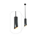 LUMINARIO TUBULAR SUSPENDER NEGRO/DORADO P/GU10 MAX 50W 120 6CM DIAM * 23CM ALTO1M CABLE IP20 ILUMILEDS