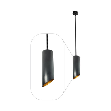 LUMINARIO TUBULAR SUSPENDER NEGRO/DORADO P/GU10 MAX 50W 120 6CM DIAM * 23CM ALTO1M CABLE IP20 ILUMILEDS