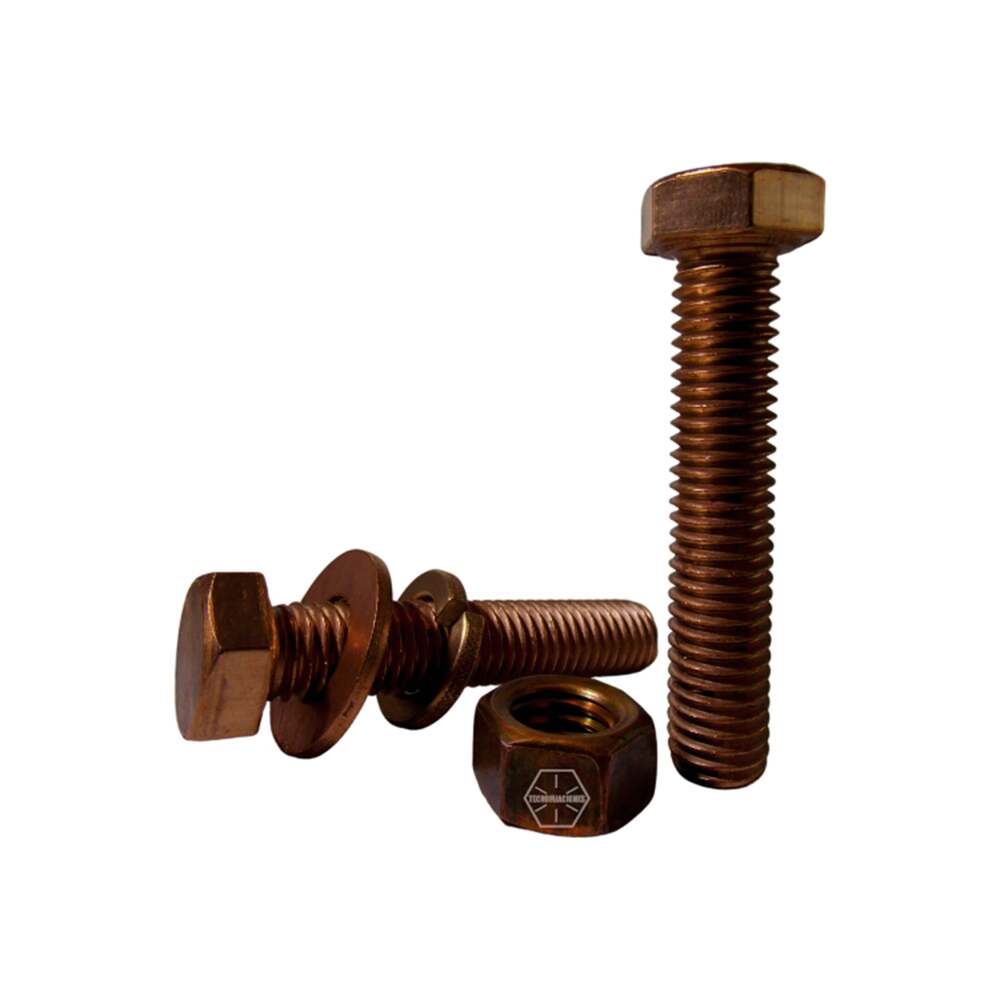 JGO. TORNILLOS BRONCE/SILICIO 1/2" X 1 1/2" DOBLE RONDANA A PRESION Y TUERCA