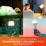 KIT DE 8 PIEZAS DE FOCO LED RECARGABLE DE 9W 09EMA19LED30MV TECNOLITE  CON LUZ CÁLIDA BRILLANTE