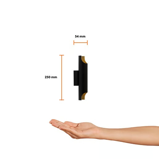 KIT DE 3 PIEZAS DE LAMPARA DE PARED 2 BASES GU10 12W 100-277V NEGRO/DORADO TECNOLITE