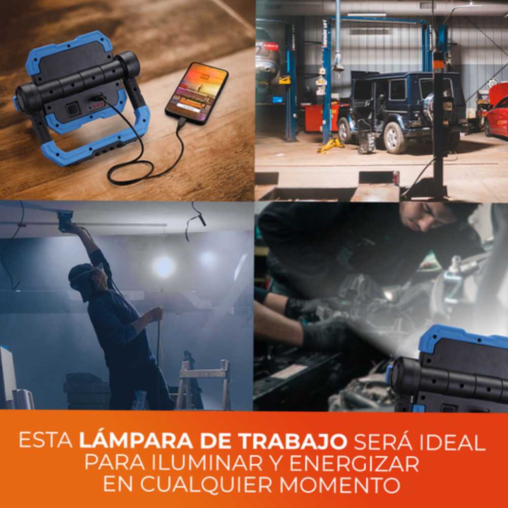 KIT DE 2 PIEZAS DE LAMPARA LED DE TRABAJO LED PORTATIL RECARGABLE 10W 6500K