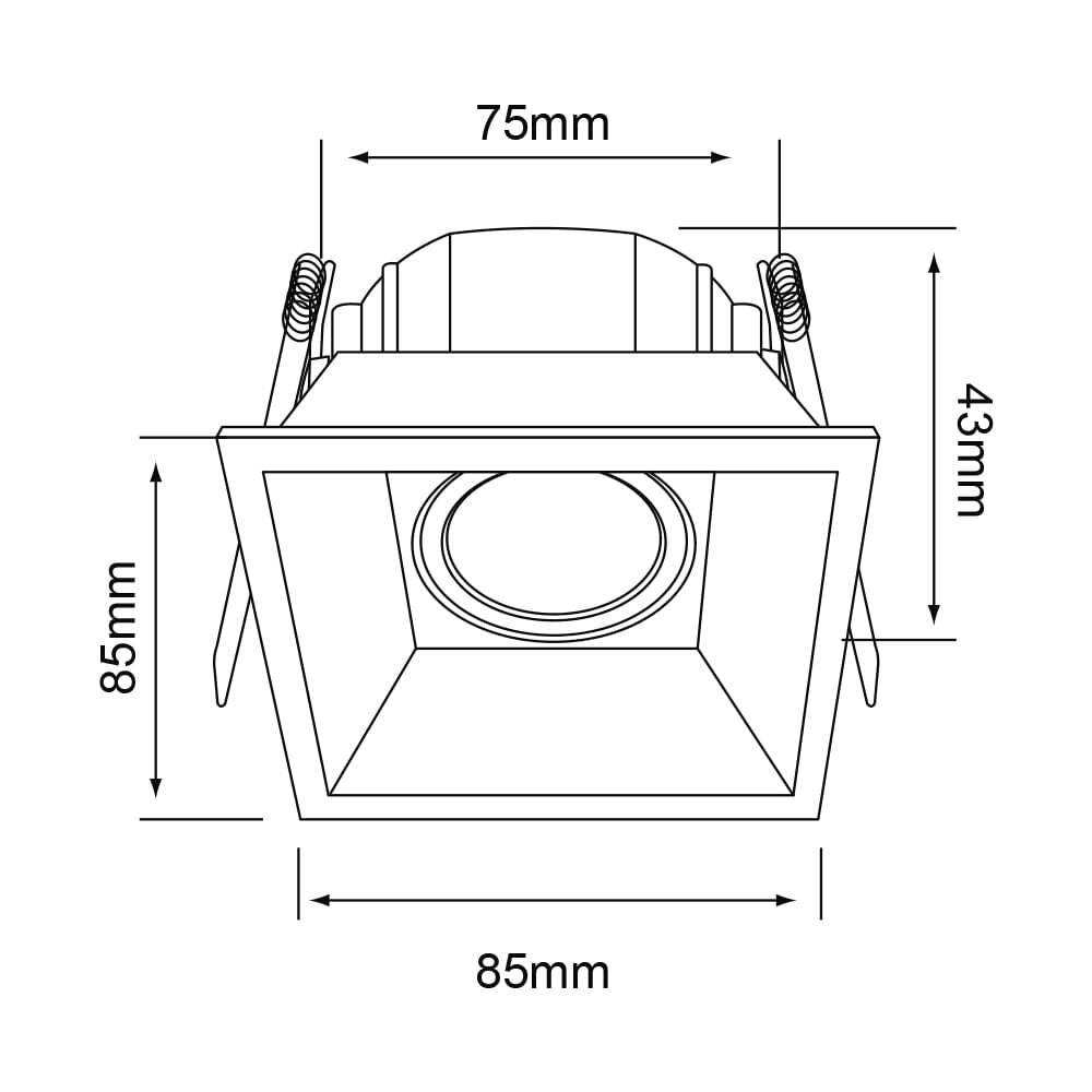 KIT DE 3 PIEZAS DE LAMPARA EMPOTRABLE TECNOLITE URANIUM II BASE GX5.3 CUADRADO