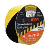 KIT DE 12 CINTAS DELIMITADORA AMARILLA CON NEGRO 33M TRUPER