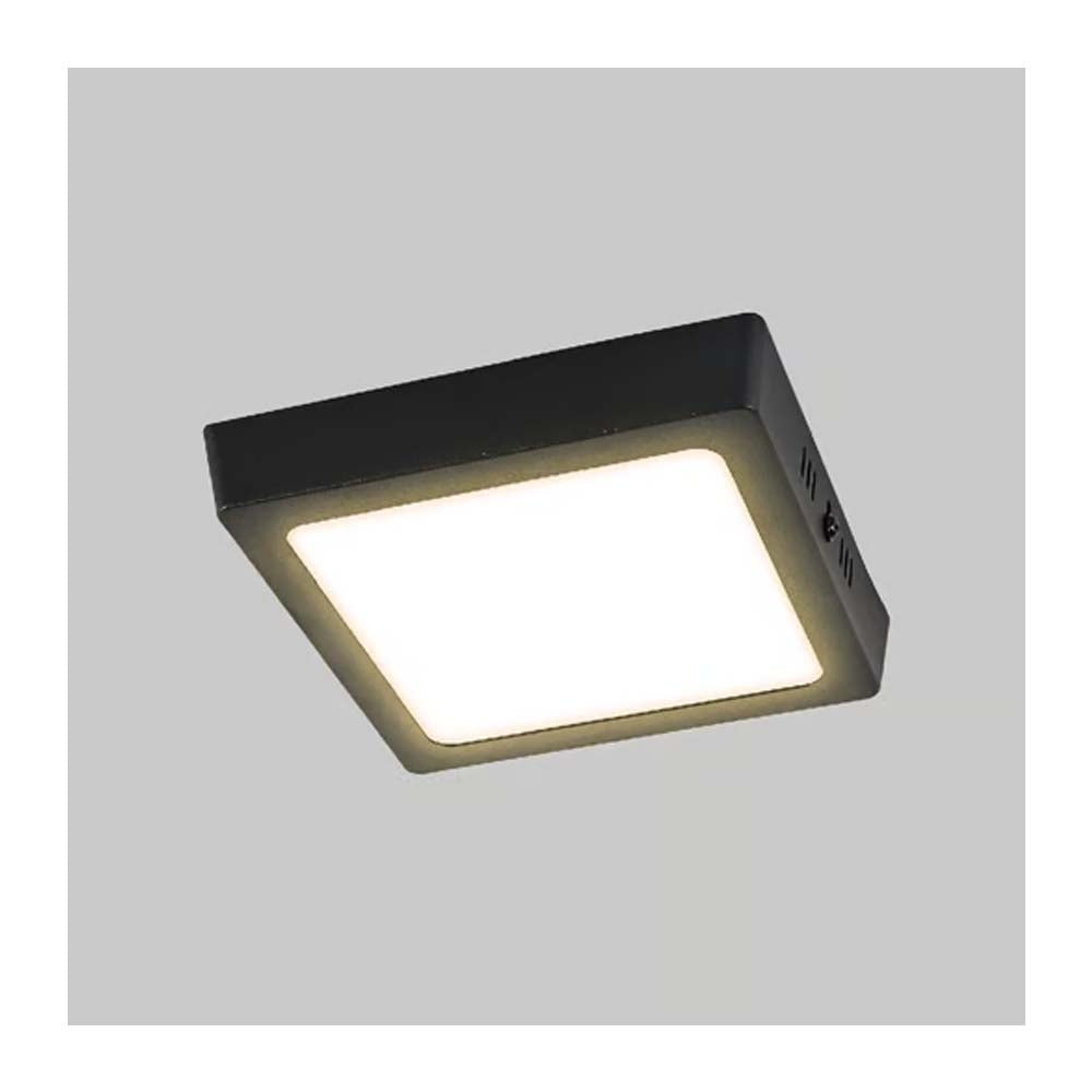 KIT DE 8 PIEZAS DE LUM LED SOBREPONER CUADRADO 12W 3000K 100-240V NEGRO