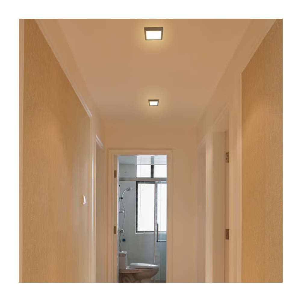 KIT DE 8 PIEZAS DE LUM LED SOBREPONER CUADRADO 12W 3000K 100-240V NEGRO
