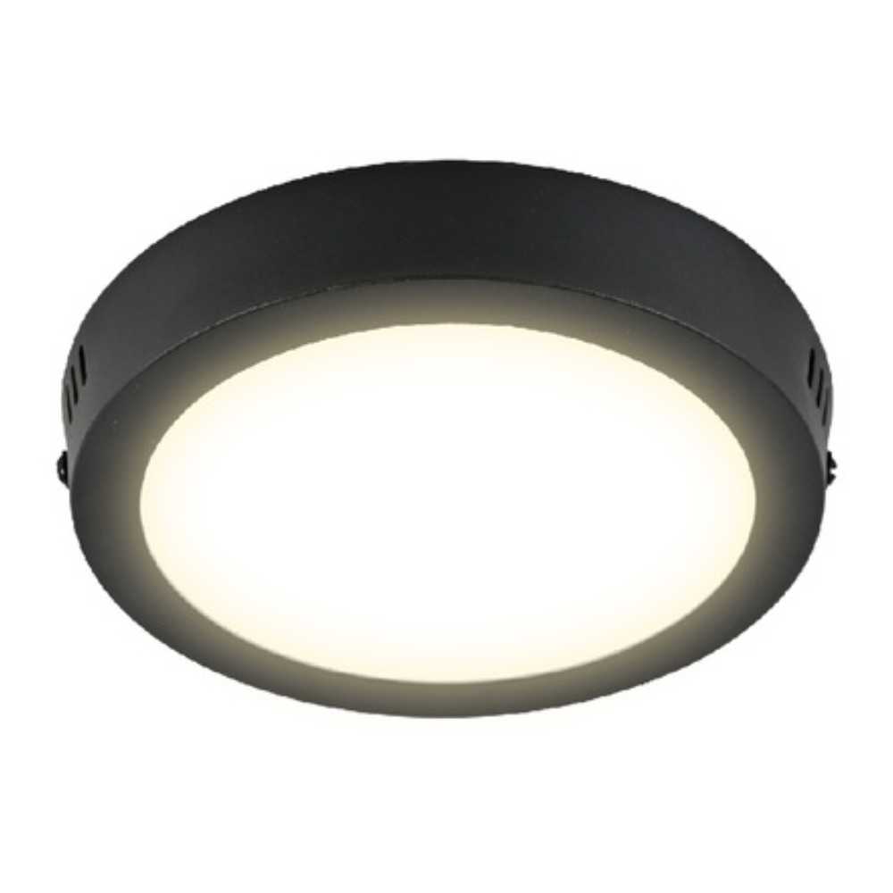 KIT DE 8 PIEZAS DE LUM LED SOBREPONER REDONDO 12W 3000K 100-240V NEGRO